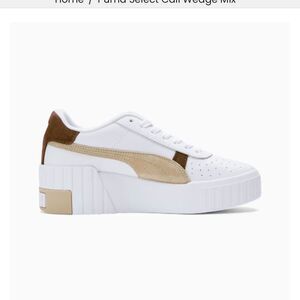 Puma Women's Cali Wedge Sneakers - White and Brown Size 9.5